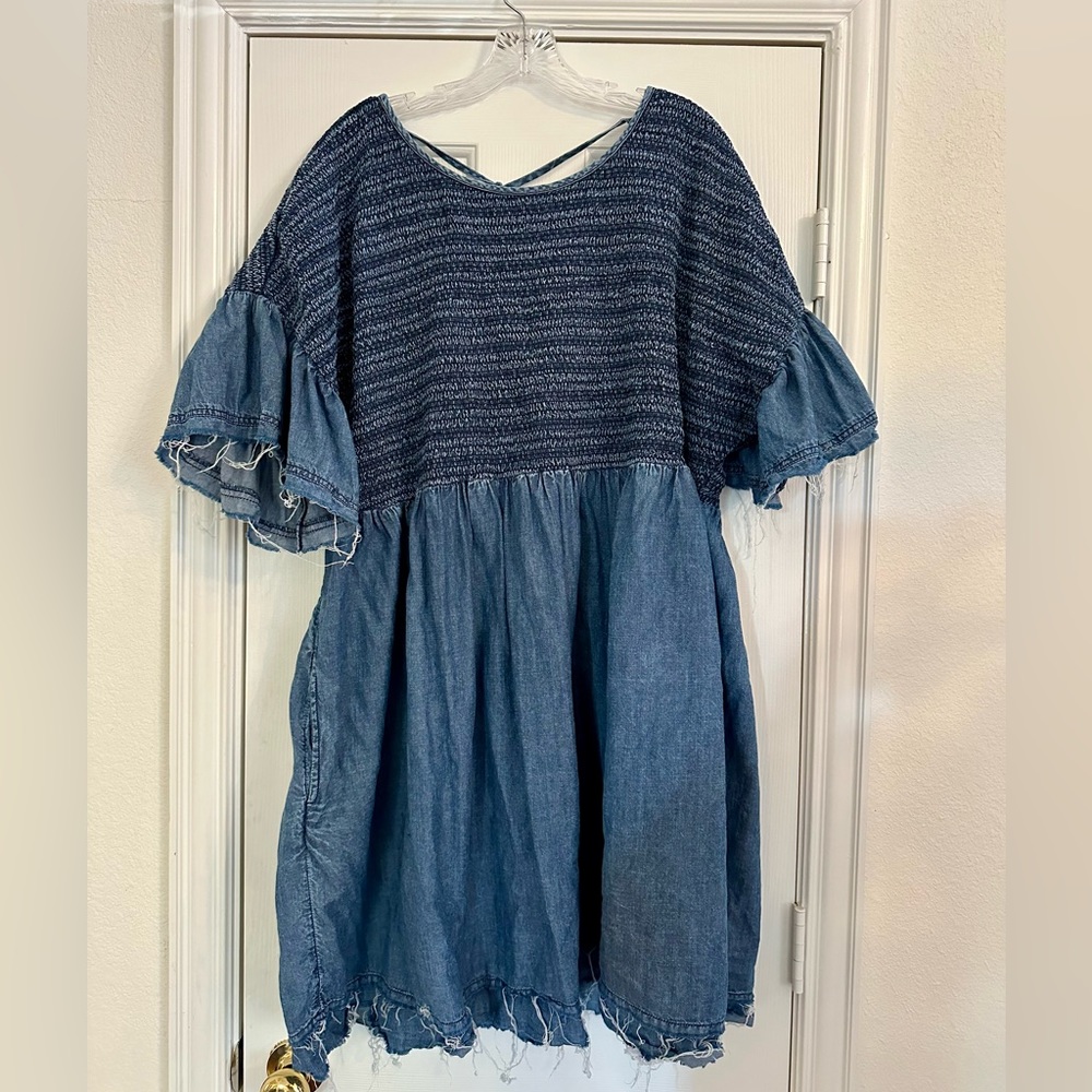 Anthropologie Denim Raw Edge Dress